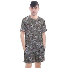 Modern Floral Collage Pattern Design Men s Mesh Tee and Shorts Set