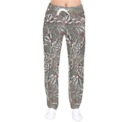 Modern Floral Collage Pattern Design Women Velvet Drawstring Pants by dflcprintsclothing