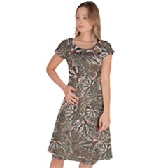 Modern Floral Collage Pattern Design Classic Short Sleeve Dress