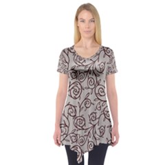 Curly Lines Short Sleeve Tunic  by SychEva