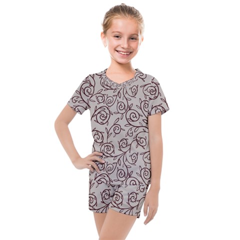 Curly Lines Kids  Mesh Tee And Shorts Set by SychEva