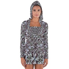 Intricate Textured Ornate Pattern Design Long Sleeve Hooded T-shirt by dflcprintsclothing