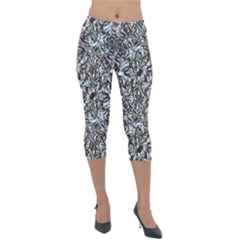 Intricate Textured Ornate Pattern Design Lightweight Velour Capri Leggings  by dflcprintsclothing