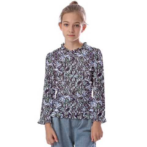 Intricate Textured Ornate Pattern Design Kids  Frill Detail Tee by dflcprintsclothing