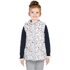 Pencil Flowers Seamless Pattern Kids  Hooded Puffer Vest by SychEva