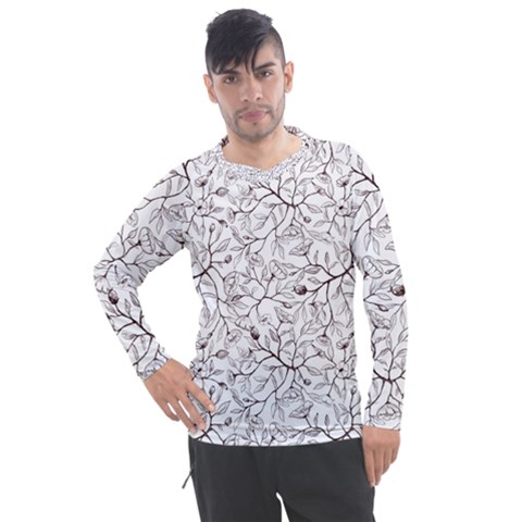 Pencil Flowers Seamless Pattern Men s Pique Long Sleeve Tee by SychEva