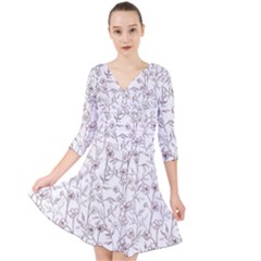 Pencil Flowers Quarter Sleeve Front Wrap Dress by SychEva