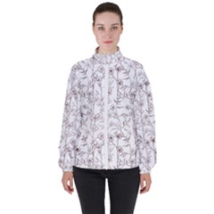 Pencil Flowers Women s High Neck Windbreaker by SychEva