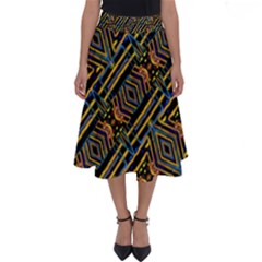 Electric Neon Lines Pattern Design Perfect Length Midi Skirt by dflcprintsclothing