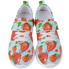 Juicy Blue Print With Watermelons, Strawberries And Peaches  Women s Velcro Strap Shoes by TanitaSiberia