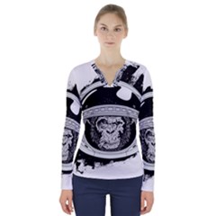 Spacemonkey V-neck Long Sleeve Top by goljakoff