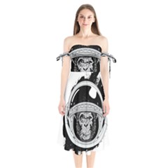 Spacemonkey Shoulder Tie Bardot Midi Dress by goljakoff