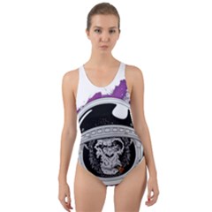 Purple Spacemonkey Cut-out Back One Piece Swimsuit by goljakoff