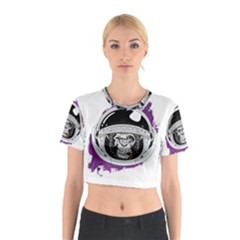 Purple Spacemonkey Cotton Crop Top by goljakoff