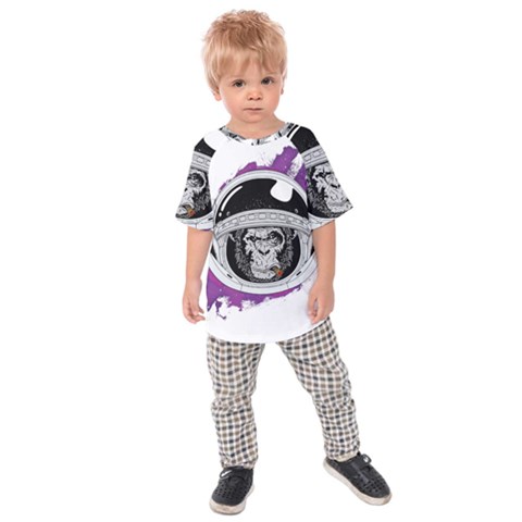 Purple Spacemonkey Kids  Raglan Tee by goljakoff