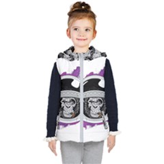 Purple Spacemonkey Kids  Hooded Puffer Vest by goljakoff