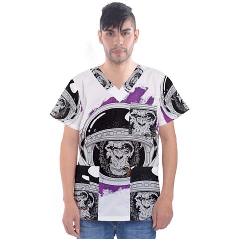 Purple Spacemonkey Men s V-neck Scrub Top by goljakoff