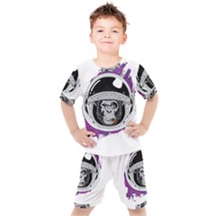 Purple Spacemonkey Kids  Tee And Shorts Set by goljakoff