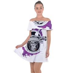 Purple Spacemonkey Off Shoulder Velour Dress by goljakoff