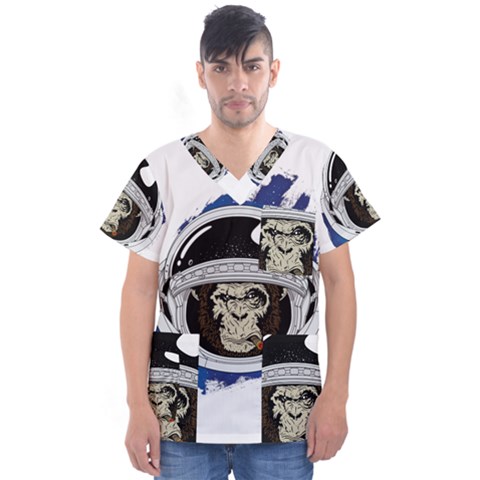 Spacemonkey Men s V-neck Scrub Top by goljakoff