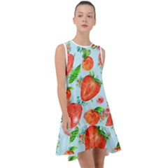 Juicy Blue Print With Watermelons, Strawberries And Peaches Frill Swing Dress by TanitaSiberia