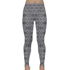 Silver Ornate Decorative Design Pattern Lightweight Velour Classic Yoga Leggings by dflcprintsclothing