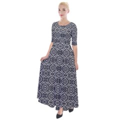 Silver Ornate Decorative Design Pattern Half Sleeves Maxi Dress by dflcprintsclothing