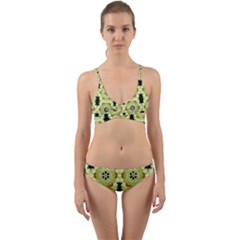 Summer Sun Flower Power Over The Florals In Peace Pattern Wrap Around Bikini Set by pepitasart