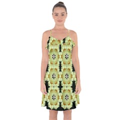 Summer Sun Flower Power Over The Florals In Peace Pattern Ruffle Detail Chiffon Dress by pepitasart