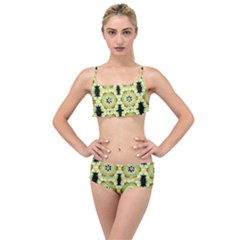 Summer Sun Flower Power Over The Florals In Peace Pattern Layered Top Bikini Set by pepitasart