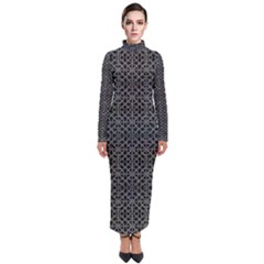 Iron Ornament Grid Pattern Turtleneck Maxi Dress by dflcprintsclothing