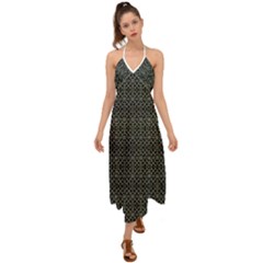 Iron Ornament Grid Pattern Halter Tie Back Dress  by dflcprintsclothing