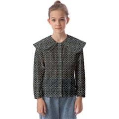 Iron Ornament Grid Pattern Kids  Peter Pan Collar Blouse by dflcprintsclothing