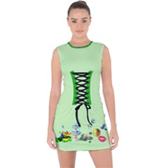 Frog Kisses Lace Up Front Bodycon Dress by ladysharonawitchery