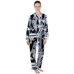 Digital Wave Satin Long Sleeve Pajamas Set by MRNStudios