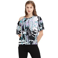 Digital Wave One Shoulder Cut Out Tee by MRNStudios