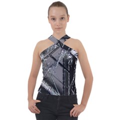 Ag Cobwebs Cross Neck Velour Top by MRNStudios