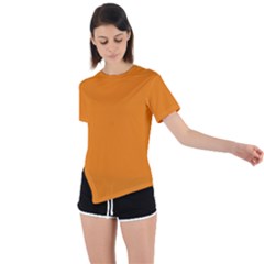 Apricot Orange Asymmetrical Short Sleeve Sports Tee by FabChoice