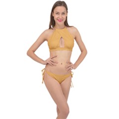 Bees Wax Orange Cross Front Halter Bikini Set by FabChoice