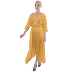 Bees Wax Orange Quarter Sleeve Wrap Front Maxi Dress by FabChoice