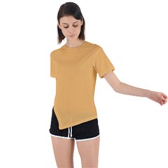 Bees Wax Orange Asymmetrical Short Sleeve Sports Tee by FabChoice