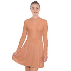 Cantaloupe Orange Long Sleeve Panel Dress by FabChoice