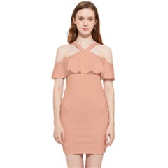 Coral Sands Shoulder Frill Bodycon Summer Dress