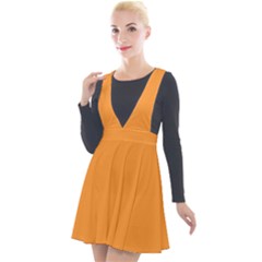 Deep Saffron Orange Plunge Pinafore Velour Dress by FabChoice