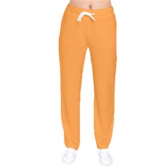 Deep Saffron Orange Women Velvet Drawstring Pants