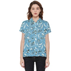 Folk Flowers Art Pattern Floral Abstract Surface Design  Seamless Pattern Short Sleeve Pocket Shirt by Eskimos