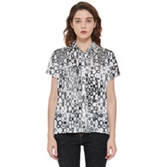 White And Black Modern Abstract Design Short Sleeve Pocket Shirt by dflcprintsclothing