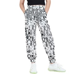 White And Black Modern Abstract Design Kids  Elastic Waist Pants by dflcprintsclothing