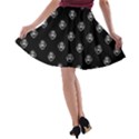 Funny Ghost Sketchy Drawing Pattern A-line Skater Skirt View2