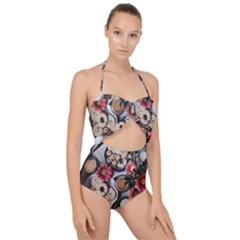 Cookies & Tea Tray  Scallop Top Cut Out Swimsuit by Incredible